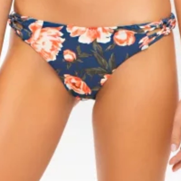 COPY - NEW Tori Praver Seafoam Floral Indigo Bikini Bottom: M - Picture 3 of 6